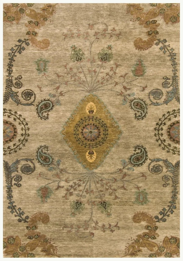 6x9 Floral Indian Transitional Rug