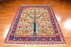 4'9"×6'3" Pomegranate, Tribal