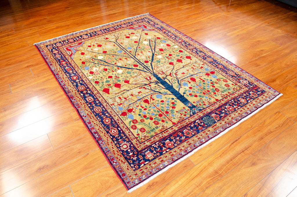 4'9"×6'3" Pomegranate, Tribal