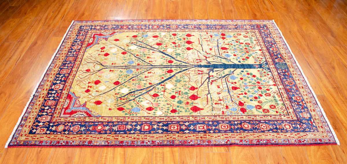4'9"×6'3" Pomegranate, Tribal