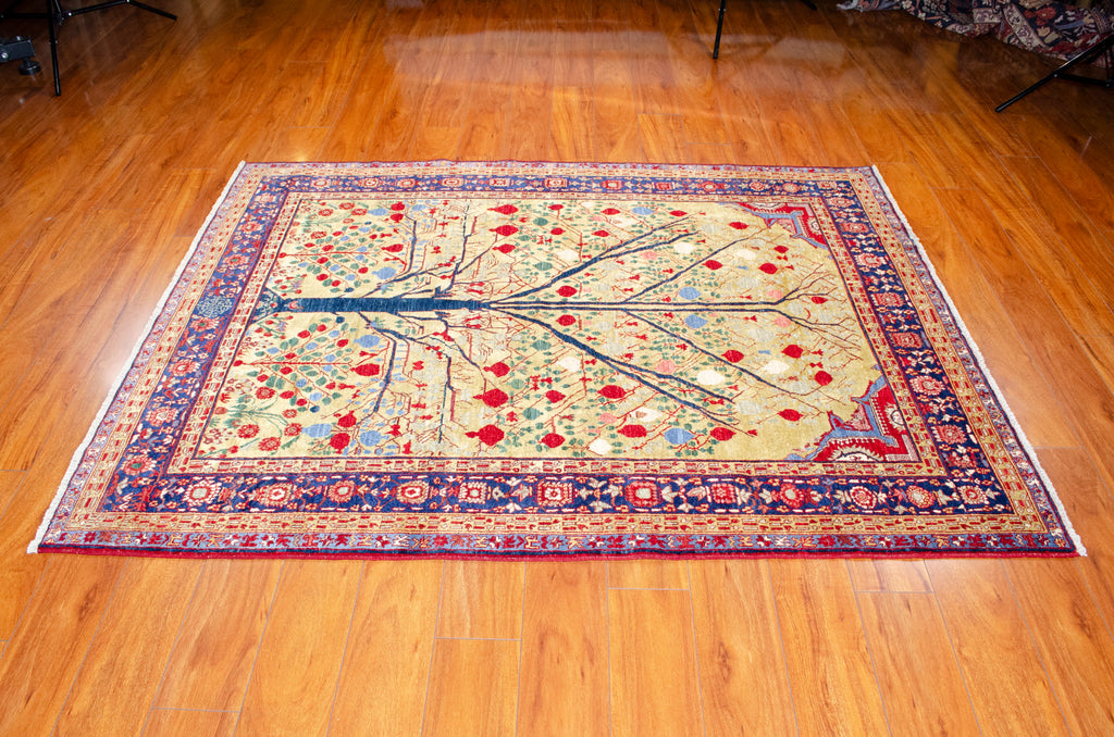 4'9"×6'3" Pomegranate, Tribal