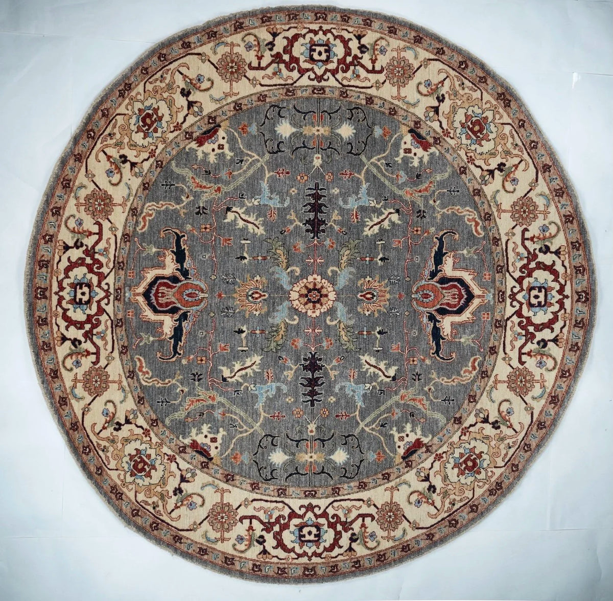 Square/Round Sultanabad Afghan Tribal Rug