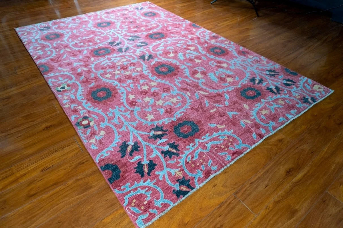 6'1"x9'3" Suzani, Tribal