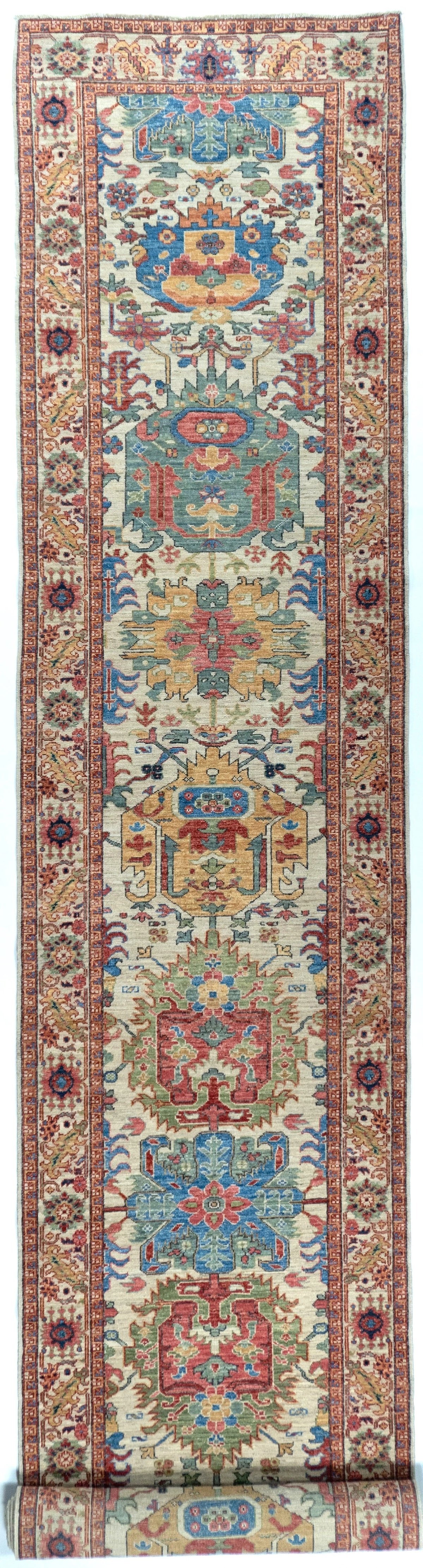 3'3"x20'1" Heriz, Tribal