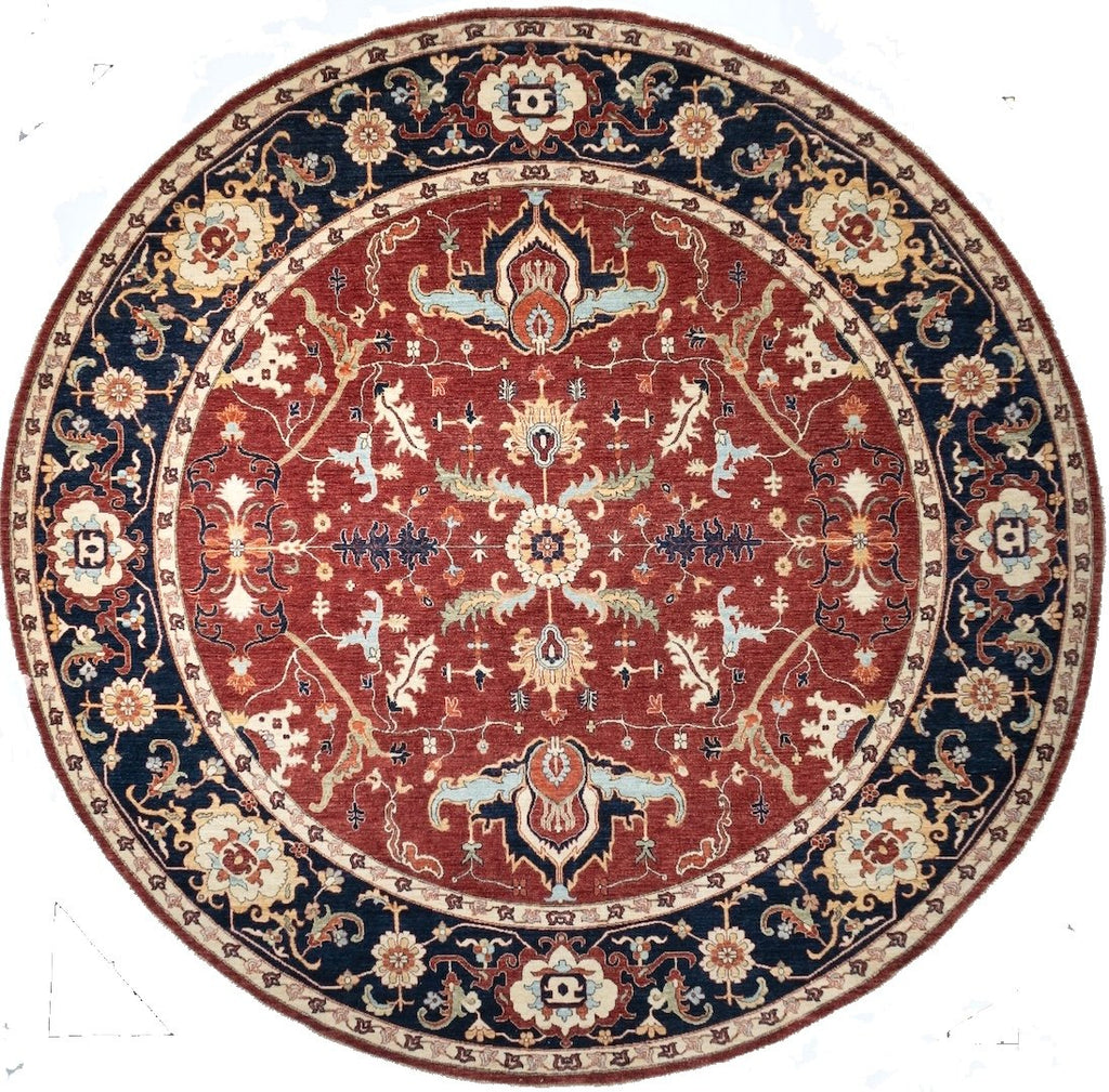 Square/Round Sultanabad Afghan Tribal Rug