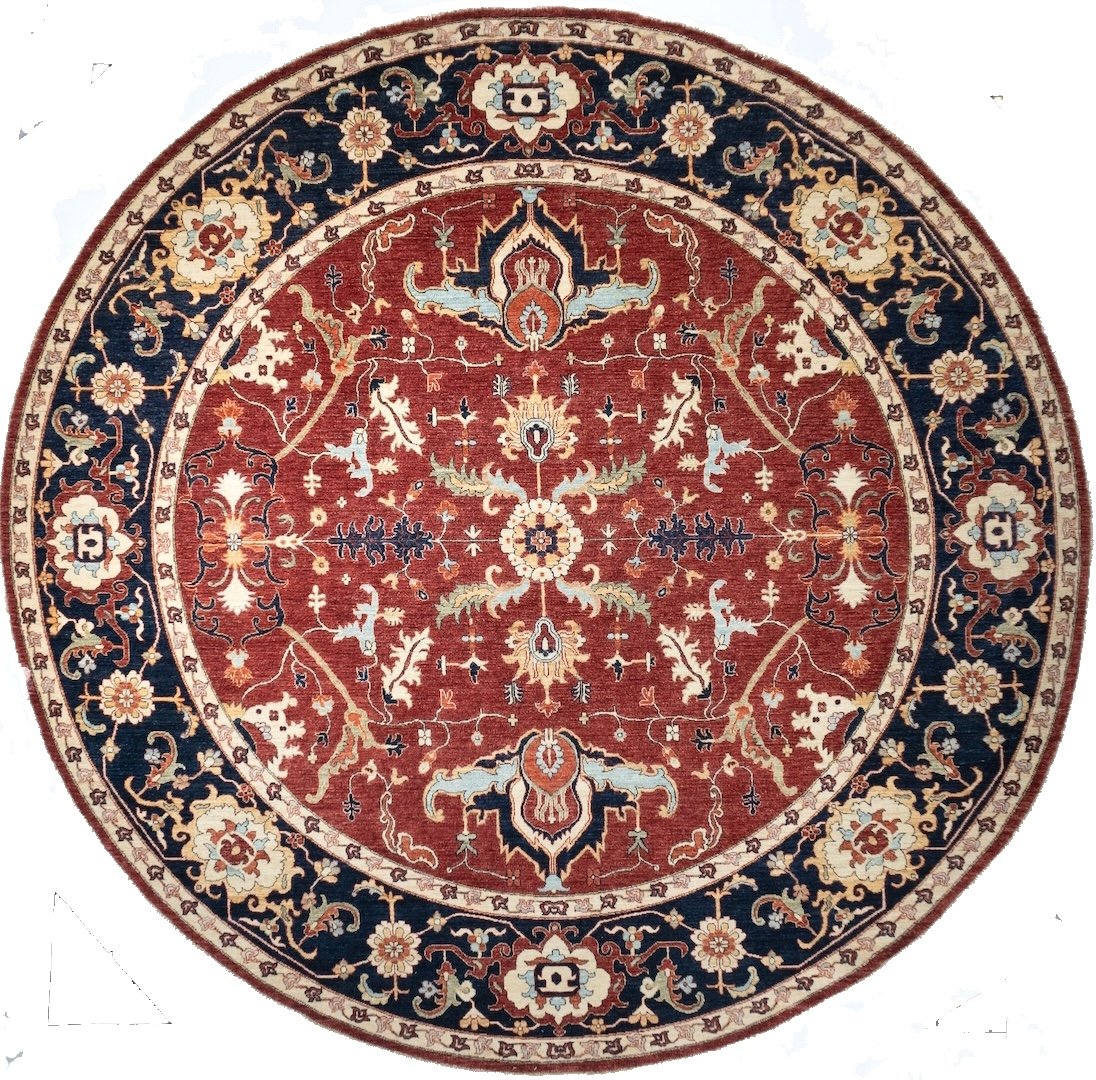Square/Round Sultanabad Afghan Tribal Rug