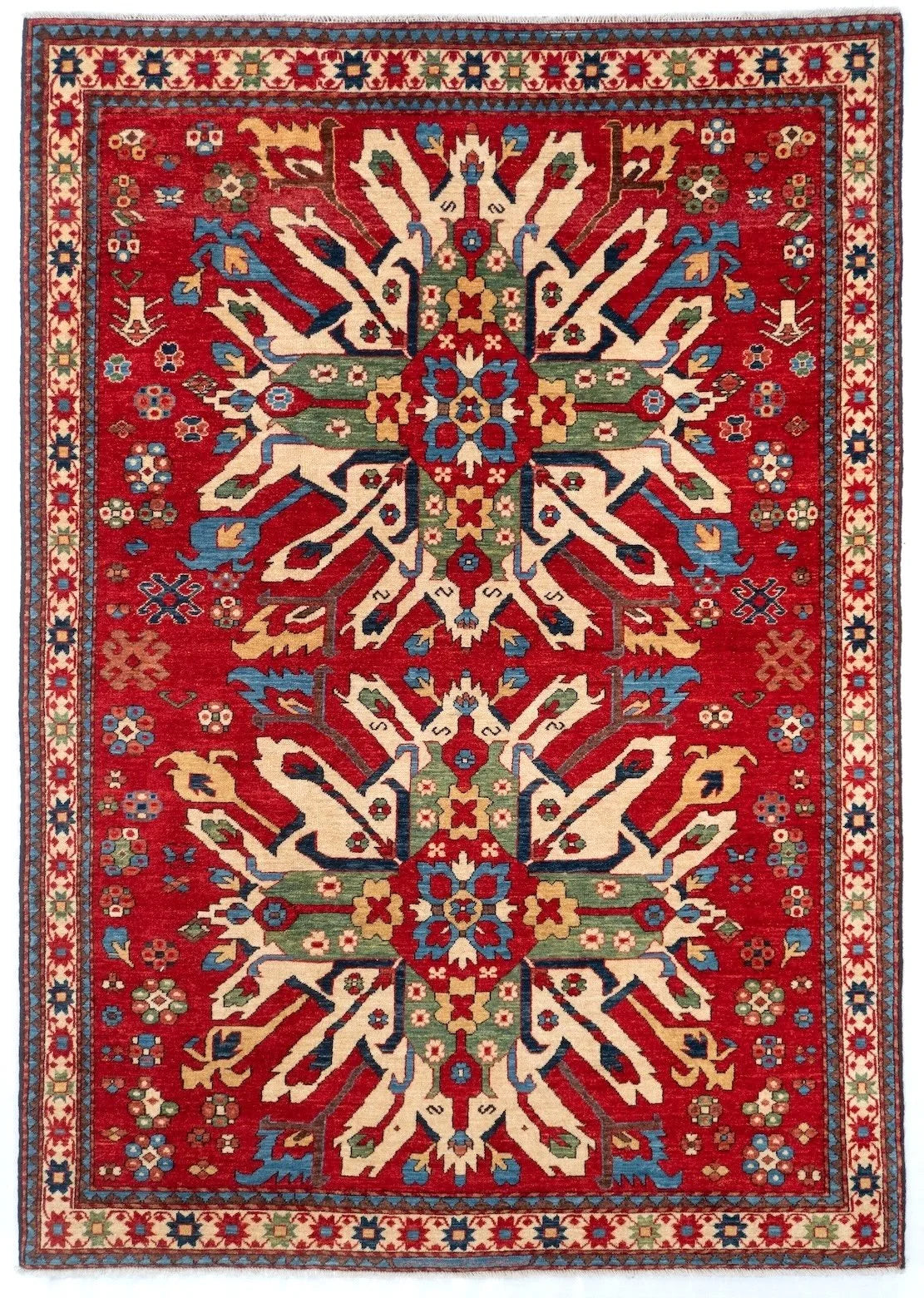 5x8 Kazak Afghan Tribal Rug