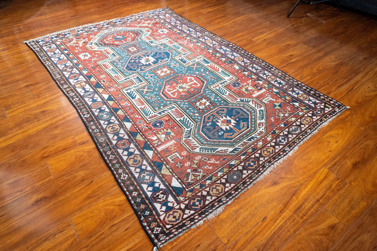 5'2"x8'2" Sewan Kazak, Antique