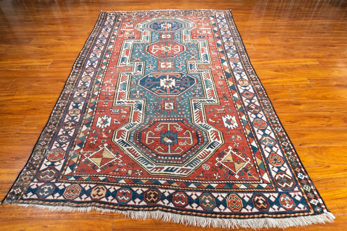5'2"x8'2" Sewan Kazak, Antique