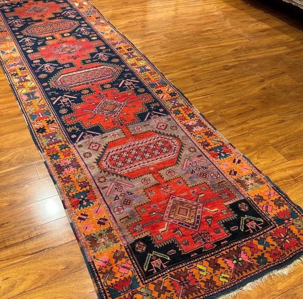 3'7"x11'9" Kazak, Antique