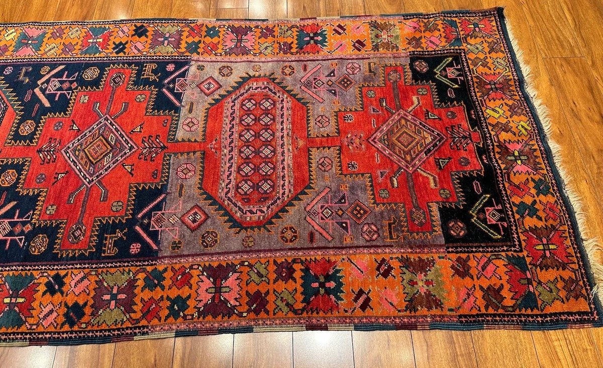 3'7"x11'9" Kazak, Antique