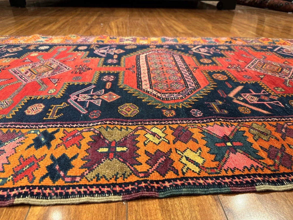 3'7"x11'9" Kazak, Antique