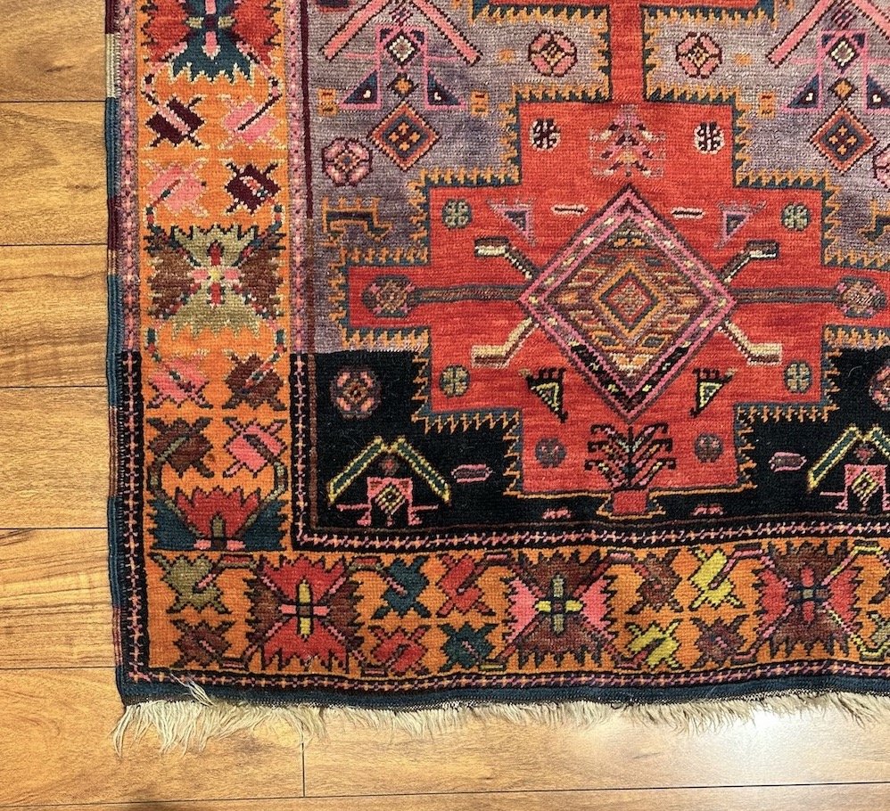 3'7"x11'9" Kazak, Antique