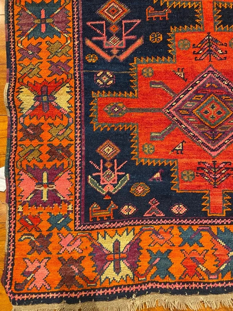 3'7"x11'9" Kazak, Antique