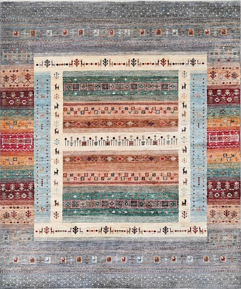 6x9 Gabbeh Afghan Tribal Rug