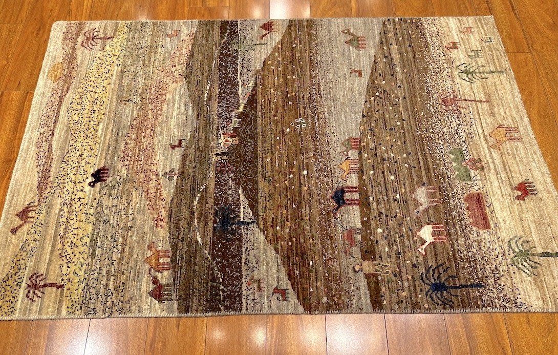 3'2"x4'11" Luri Gabbeh, Tribal
